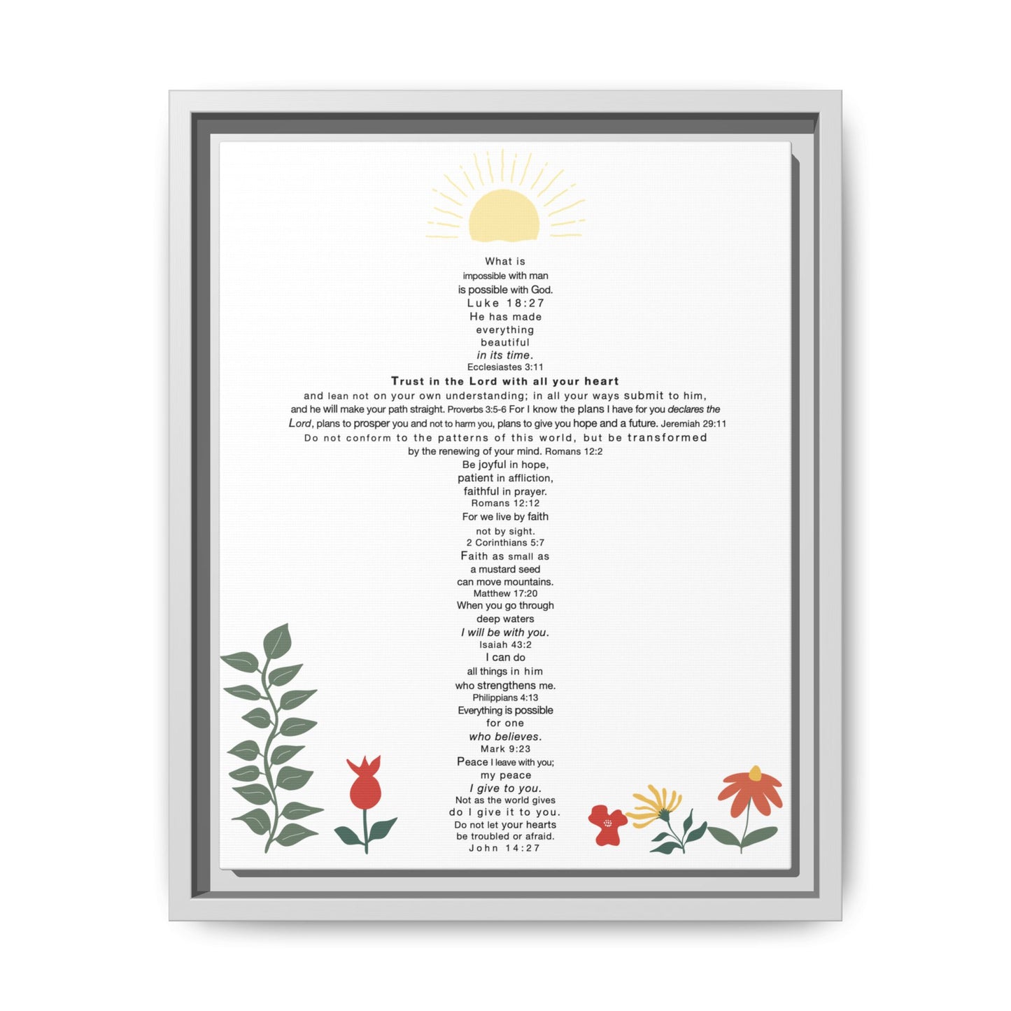 The Challenge Cross - Framed Canvas Wall Art (floral)