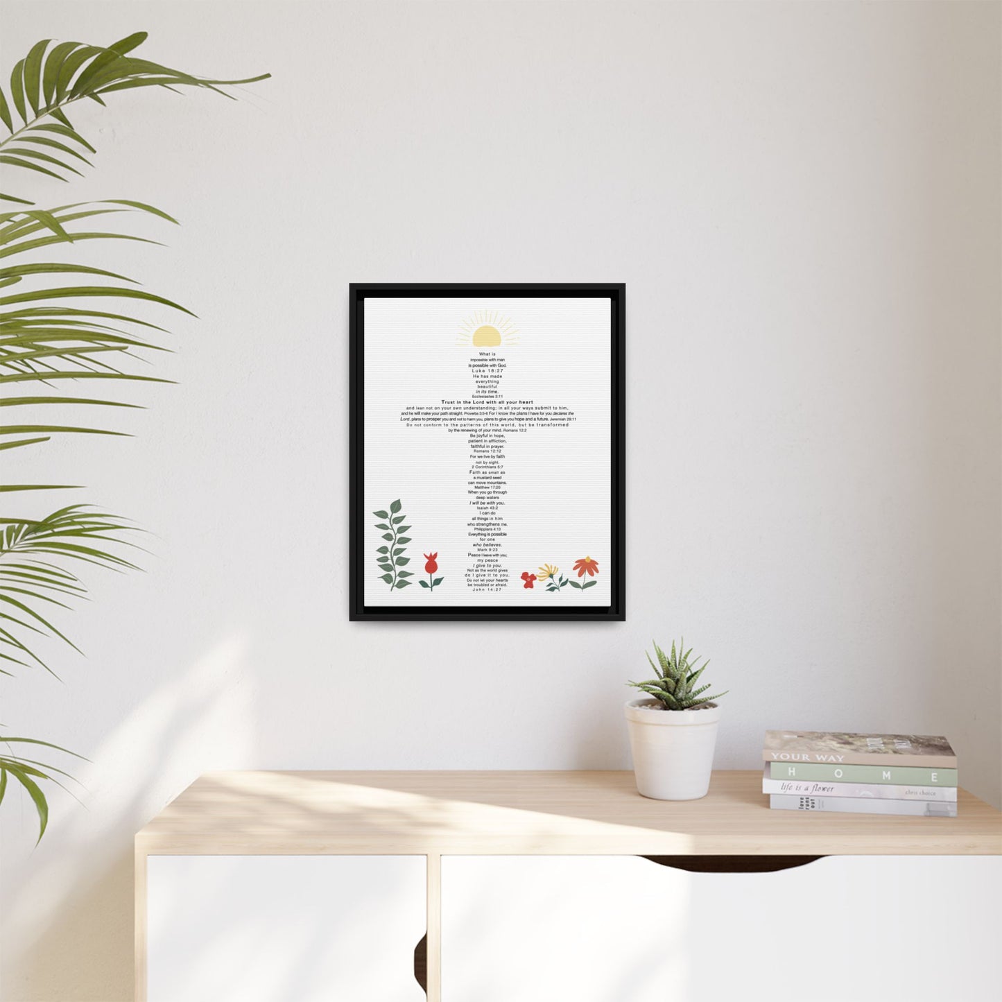 The Challenge Cross - Framed Canvas Wall Art (floral)