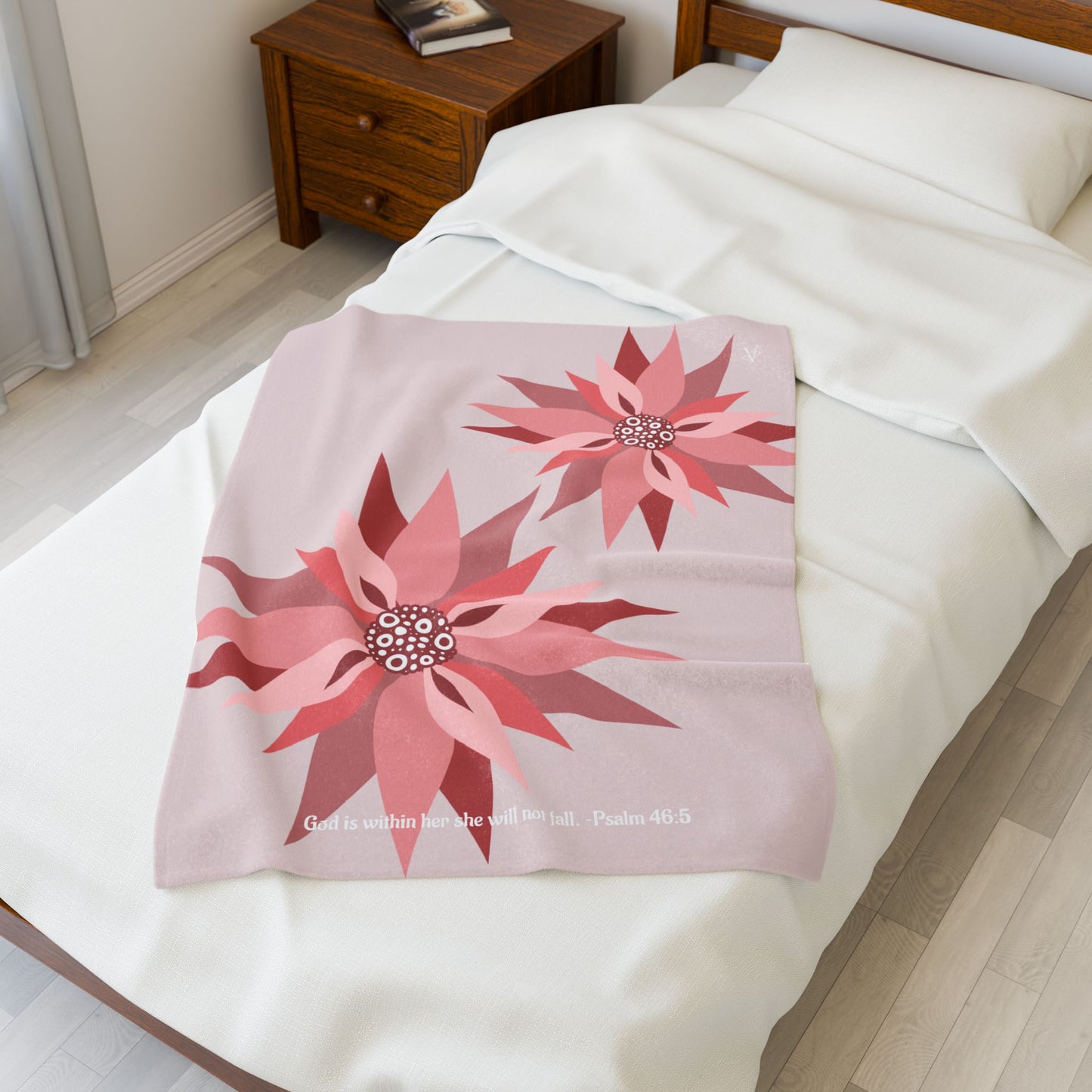 Cozy Pinwheel Petal Plush Blanket (Psalm 46:5)