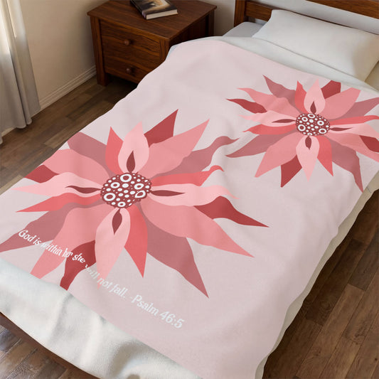 Cozy Pinwheel Petal Plush Blanket (Psalm 46:5)