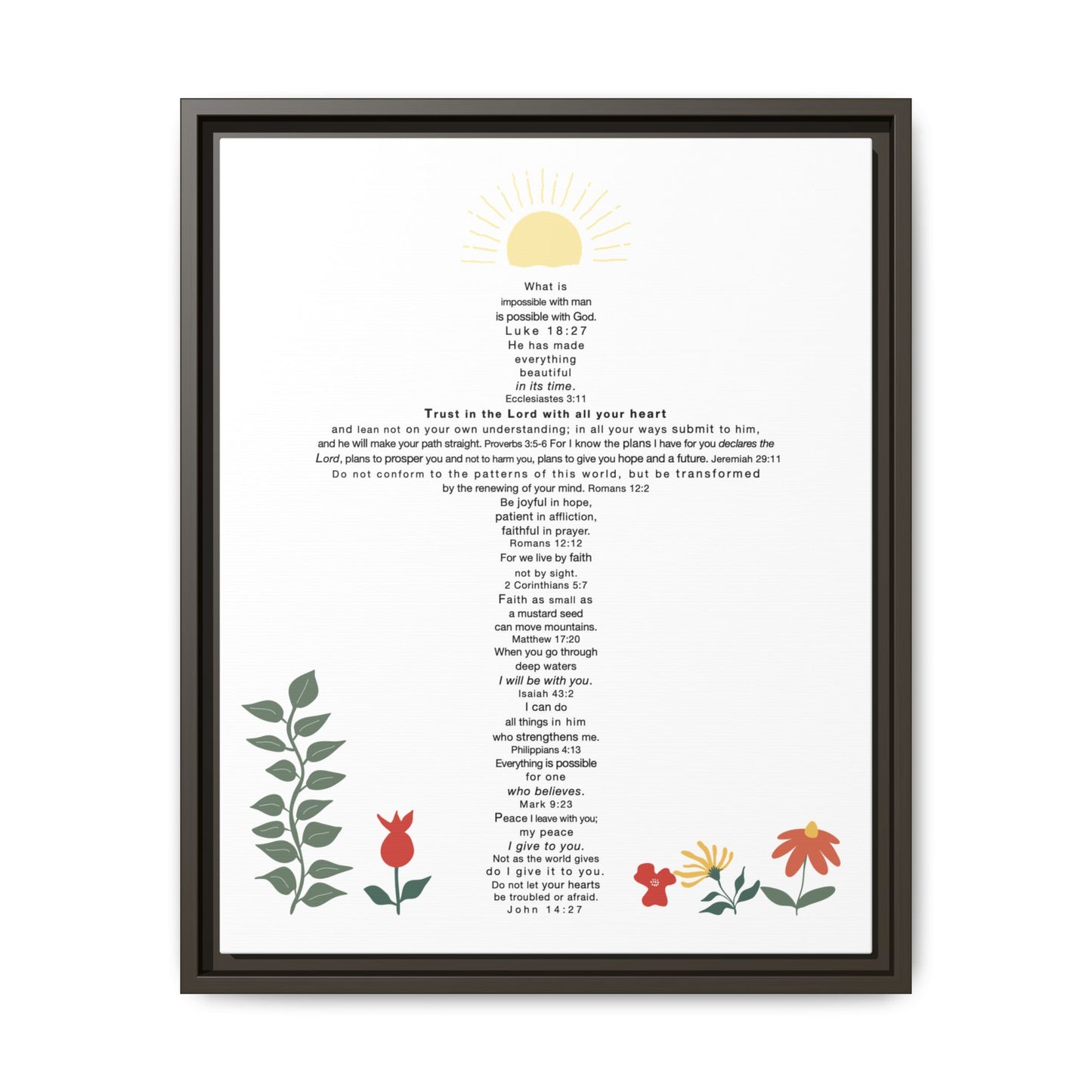 The Challenge Cross - Framed Canvas Wall Art (floral)