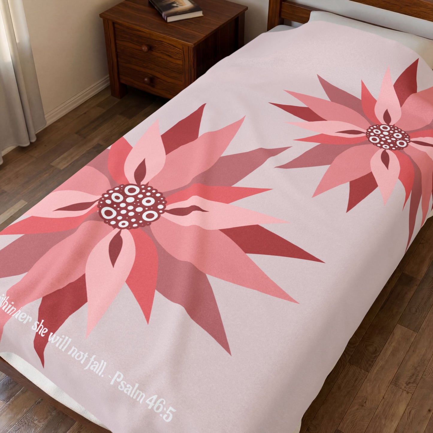 Cozy Pinwheel Petal Plush Blanket (Psalm 46:5)